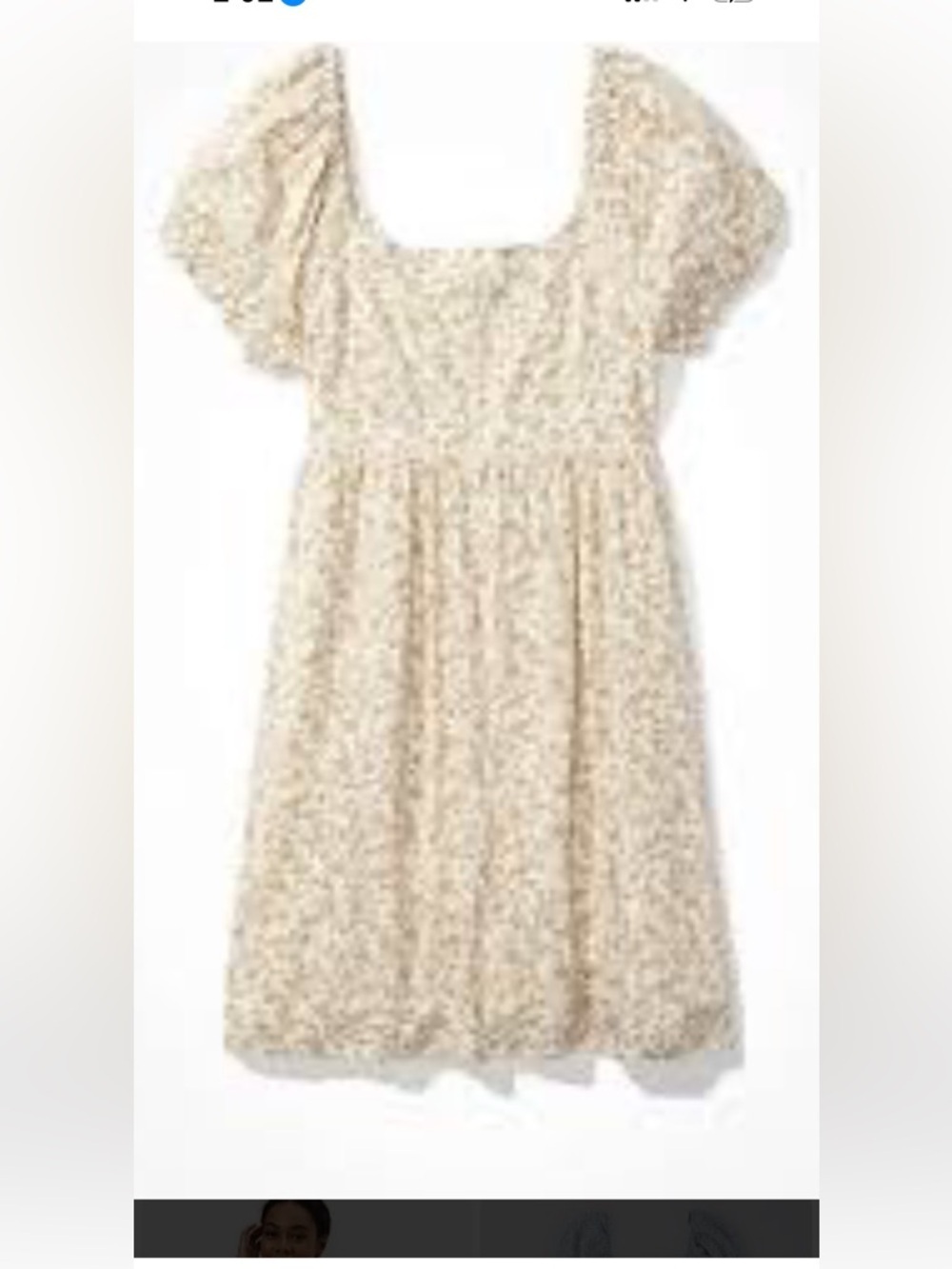American Eagle Outfitters Cream Floral Puff Sleeve Dress
